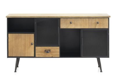 Anrichte aus Metall mit Holzplatte