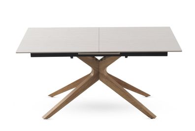 Ausziehbarer Tisch mit Eichenfüßen und Keramikplatte 160/200x90