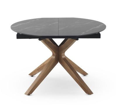 Ausziehbarer Tisch mit Eichenholzbeinen und Keramikplatte 120/160x90