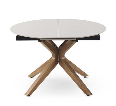 Ausziehbarer Tisch mit Eichenholzbeinen und Keramikplatte 120/160x90