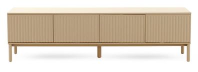 Beiger TV-Schrank mit geriffelten Türen und Seitenwänden