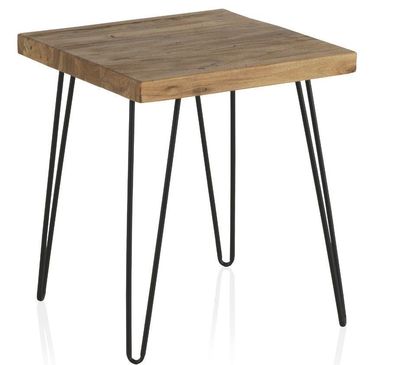 Beistelltisch aus altem Ulmenholz mit Metallbeine