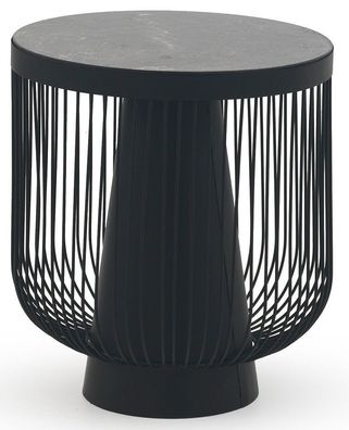 Beistelltisch aus Metall und Marmor, Farbe schwarz
