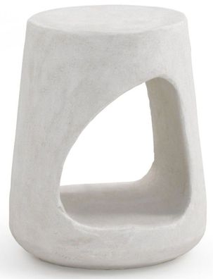 Beistelltisch aus Polyresin Zement weiß