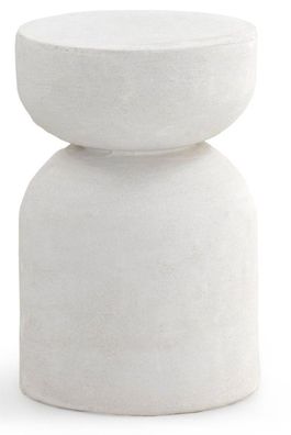 Beistelltisch aus Polyresin, Betonoptik, weiß