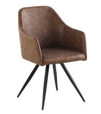 Braun gepolsterter Sessel mit schwarz Metallbeine