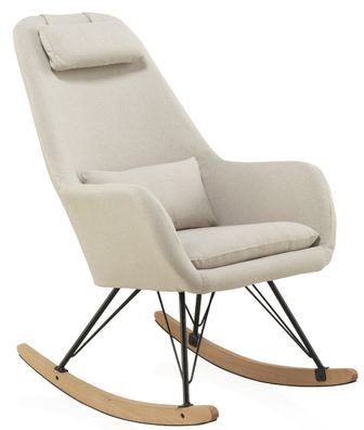 Gepolsterter Schaukelstuhl, Metallbeine und Holzschlittenfuß