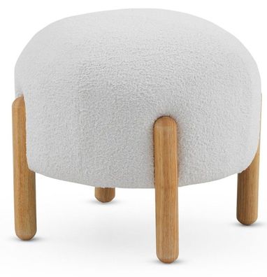 Hocker mit Struktur und Beinen aus natürlichem Kiefernholz, gepolstert