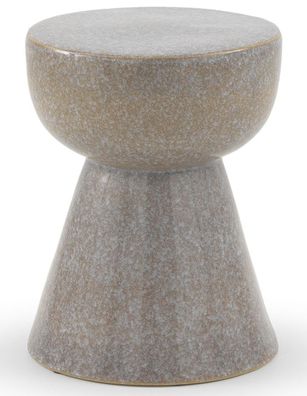 Hocker/Beistelltisch aus Keramik, hellgrau
