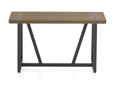 Kleine Metallbeineank mit Holzsitzfläche