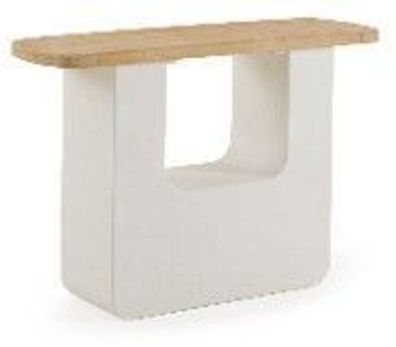 Konsole aus weißem Polyresin-Zement und Tischplatte aus Tannenholz