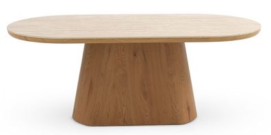 Ovaler Esstisch aus Eichenfurnier mit Keramikplatte in Marmor