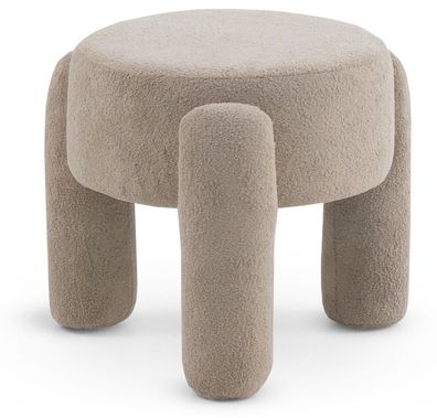 Pouffe Struktur und Beine gepolstert in Boucle taupe