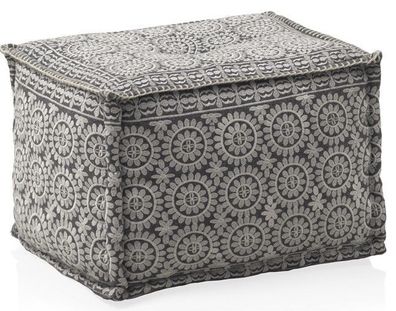 Rechteckiger Textilhocker grau