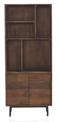 Regal mit 2 Türen aus massivem Mangoholz und Metallgestell