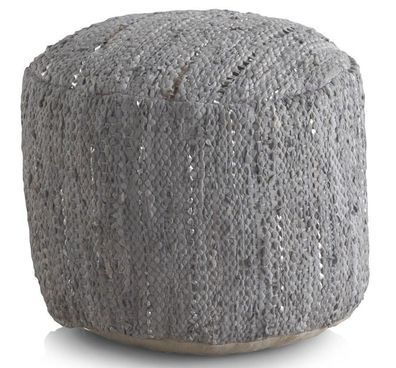 Runder Sitzsack aus Leder und Baumwolle, 45 cm Durchmesser