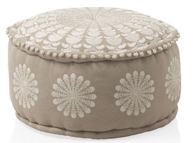 Runder Stoffhocker Durchmesser 55 cm leinenfarb