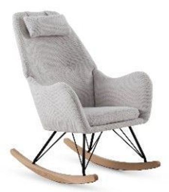 Schaukelstuhl mit weißem Chenillebezug