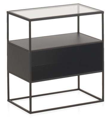 Schwarz Metall-Couchtisch mit Glasplatte