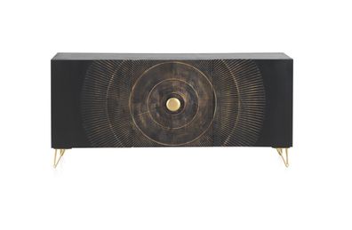 Sideboard aus Mangoholz und MDF-Platte, schwarz