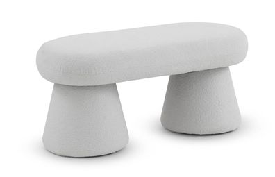 Sitzbank strukturiert und Beine mit weißem Bouclé-Stoffbezug