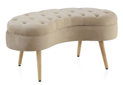 Sitztruhe mit beigem Samtbezug