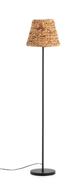 Stehlampe aus Naturfasern und Metallsockel