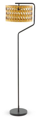 Stehlampe mit Lampenschirm aus honigfarbenem und schwarzem Sperrholz