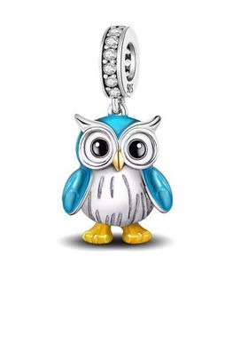 Charms Anhänger kompatibel für Pandora 925 Sterling Silber Eule blau