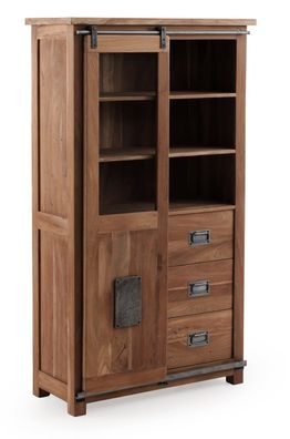 Vitrine aus recyceltem massivem Akazienholz