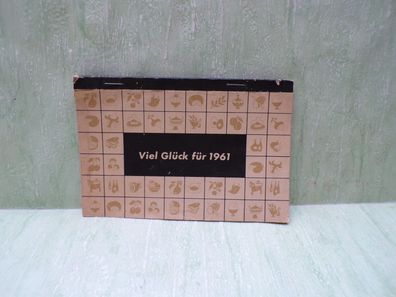 Abreißkalender s/w Viel Glück für 1961 Rezepte Tips Verse Werbung 80 Seiten