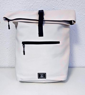 Unisex großer Rolltop Rucksack Freizeit Reisen Arbeit Outdoor Wasserdicht Wollweiß