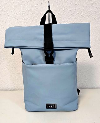 Unisex Rolltop Rucksack Freizeit Reisen Arbeit mittelgroß Wasserdicht in Jeansblau