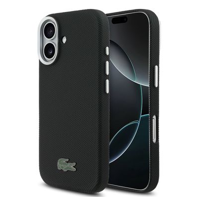 Hülle iPhone 17 Lacoste Kunstleder schwarz Logo Krokodil Magsafe