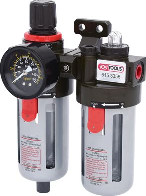 KS TOOLS 1/4" Druckluft-Wartungseinheit, 0,5-12bar