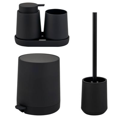 eluno Bad-Accessoires Set TESERO 5tlg. Soft-Touch aus Kunststoff in Schwarz