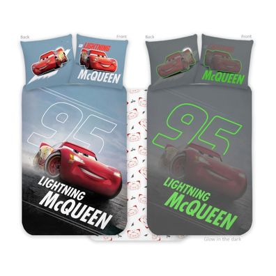 Cars Babybettwäsche Glow in the Dark | 100x135 cm | Lightning McQueen