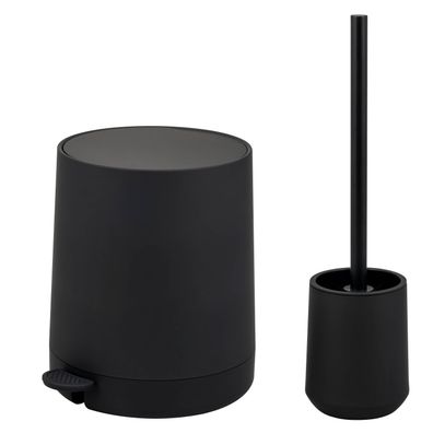 eluno Bad-Accessoires Set TESERO 2tlg. Soft-Touch aus Kunststoff in Schwarz