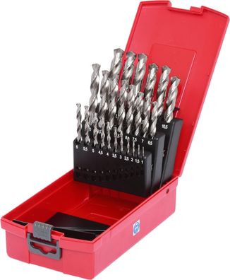KS TOOLS HSS-G Spiralbohrer-Satz, Kunststoffkassette, 25-tlg 1-13mm