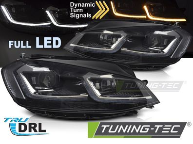Voll LED Tagfahrlicht Scheinwerfer Set für VW Golf 7 17-19 schwarz/chrom mit dyn. Bl