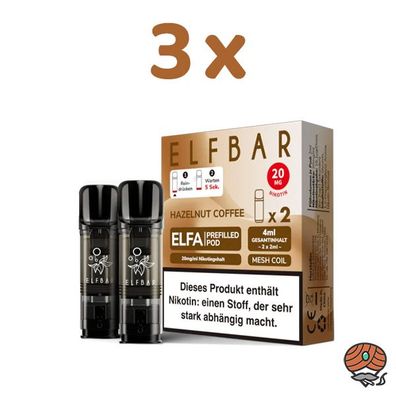 ELFBAR ELFA POD Hazelnut Coffee 20mg/ml Nikotin 3x 2 Pods