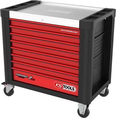 KS TOOLS Performanceplus P30 Schwarz/rot Werkstattwagen mit 8 Schubladen
