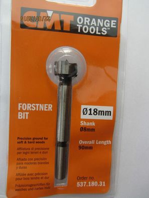 Forstnerbohrer/ Zylinderkopfbohrer SP-Stahl D=18 mm L=90 mm Schaft 8 mm CMT