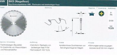 HM/ Widia Bau Kreissägeblatt 450 x 30 Z=30 Stehle Nagelfest F-FA