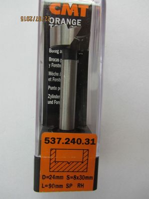 Forstnerbohrer/ Zylinderkopfbohrer SP-Stahl D=24 mm L=90 mm Schaft 8 mm CMT