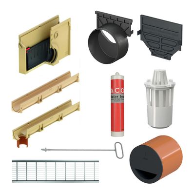 ACO Self ® Entwässerung Baukasten Rinne Maschenrost Stahl verzinkt