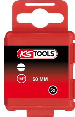 KS TOOLS 1/4" Bit Schlitz, 50mm, 5mm, 5er Pack