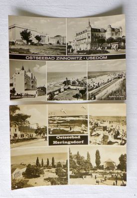 2 AK Heringsdorf Zinnowitz Insel Usedom DDR
