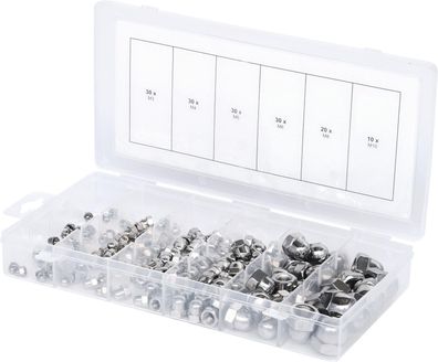 KS TOOLS Sortiment Edelstahl-Muttern, metrisch, 150-tlg