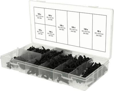KS TOOLS Sortiment Linsenkopf-Blechschrauben, M2,5-M3, 750-tlg